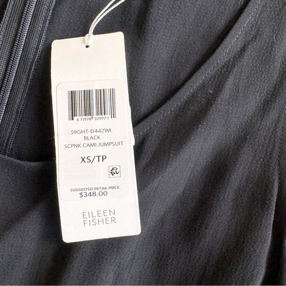 Eileen Fisher Cropped Sleeveless Black Jumpsuit Wide Leg Style Size XS - Picture 8 of 15